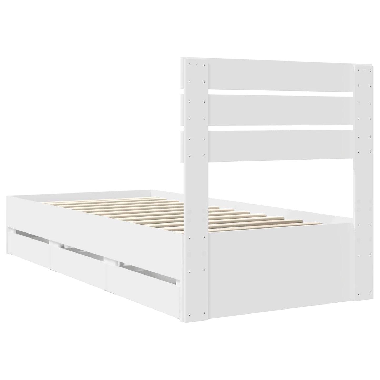 vidaXL Bed Frame with Drawer White 75 x 190 cm Engineer Wood