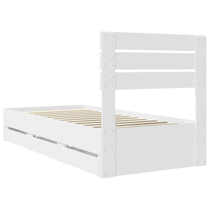 vidaXL Bed Frame with Drawer White 75 x 190 cm Engineer Wood