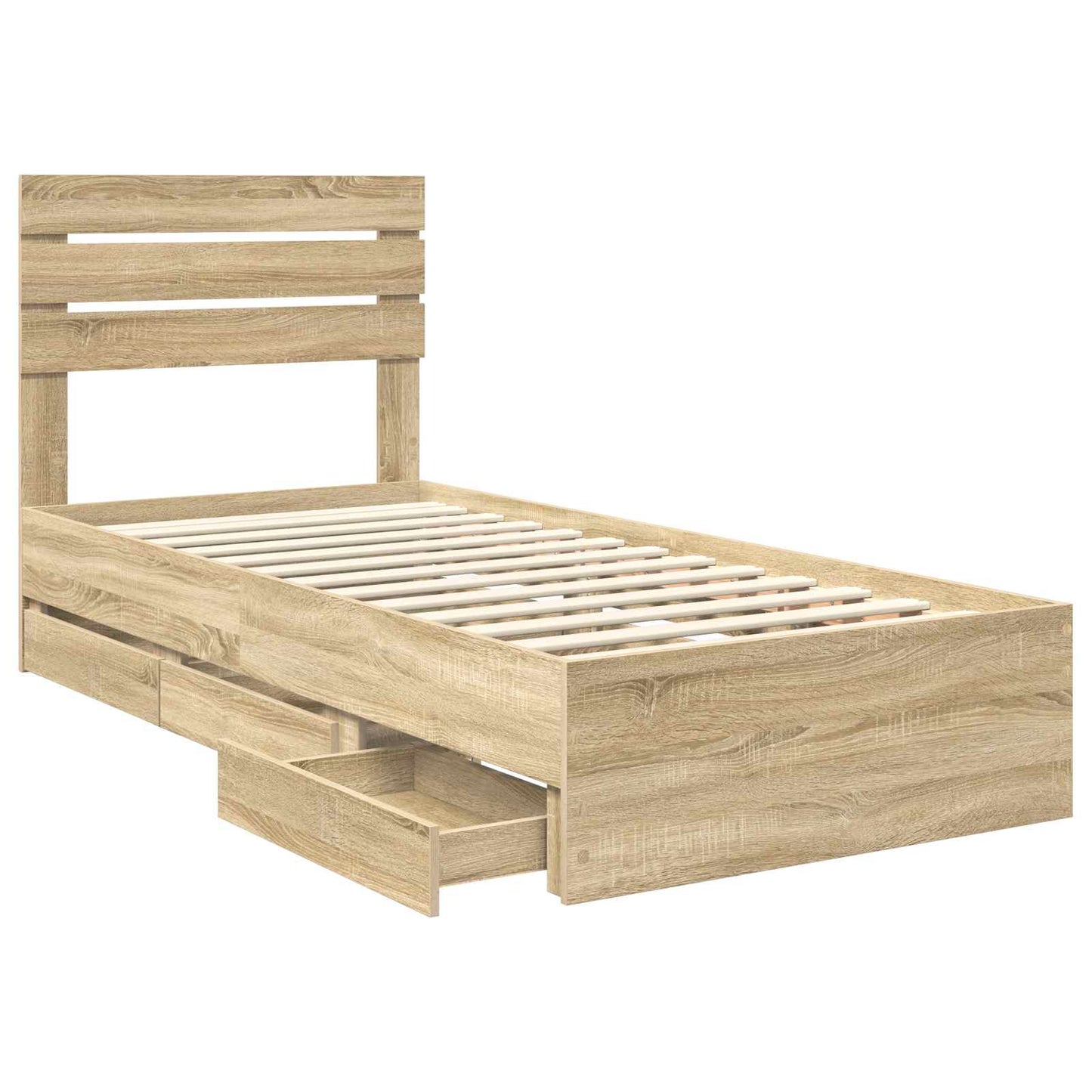 vidaXL Bed Frame with Drawer Sonoma Oak 75 x 190 cm Engineer Wood