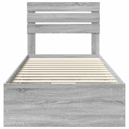 vidaXL Bed Frame with Drawer Grey Sonoma 75 x 190 cm Engineer Wood