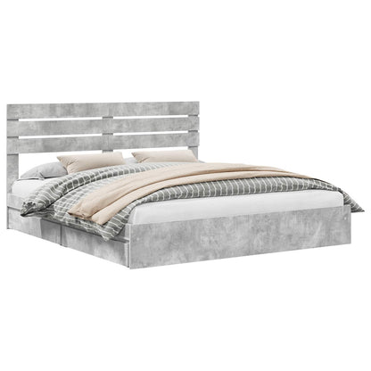 vidaXL Storage Bed Concrete Grey 200 x 200 cm Engineered Wood
