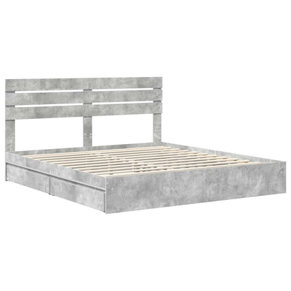 vidaXL Storage Bed Concrete Grey 200 x 200 cm Engineered Wood