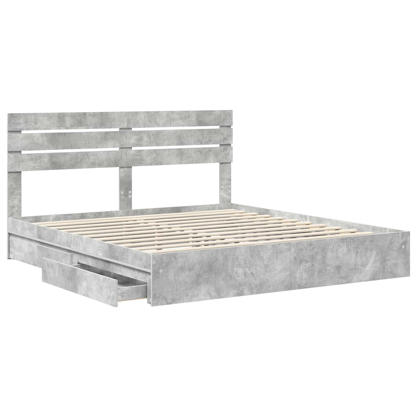 vidaXL Storage Bed Concrete Grey 200 x 200 cm Engineered Wood
