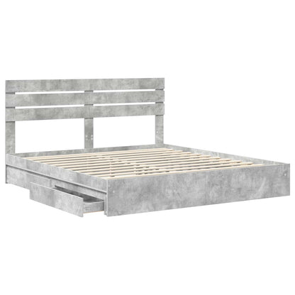 vidaXL Storage Bed Concrete Grey 200 x 200 cm Engineered Wood