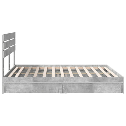 vidaXL Storage Bed Concrete Grey 200 x 200 cm Engineered Wood