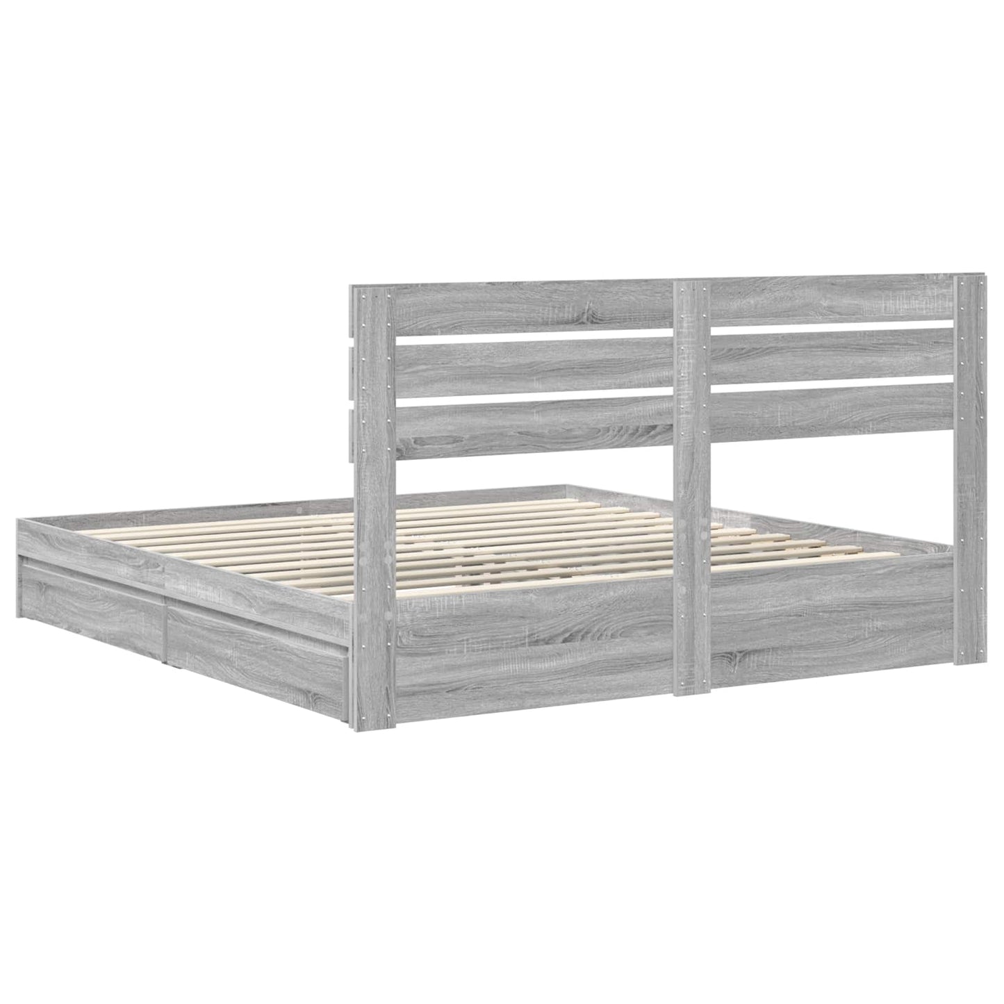 vidaXL Storage Bed Grey Sonoma 200 x 200 cm Engineered Wood