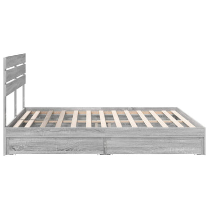 vidaXL Storage Bed Grey Sonoma 200 x 200 cm Engineered Wood
