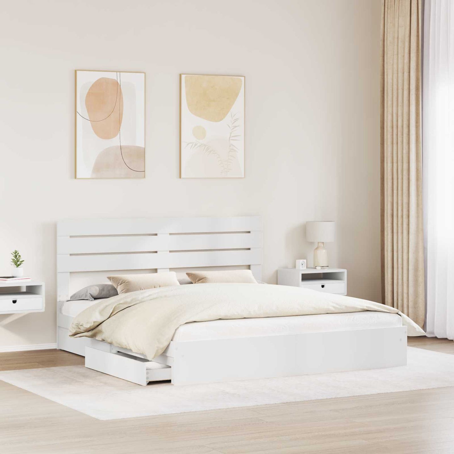 vidaXL Storage Bed with Drawer White 180 x 200 cm Engineered Wood