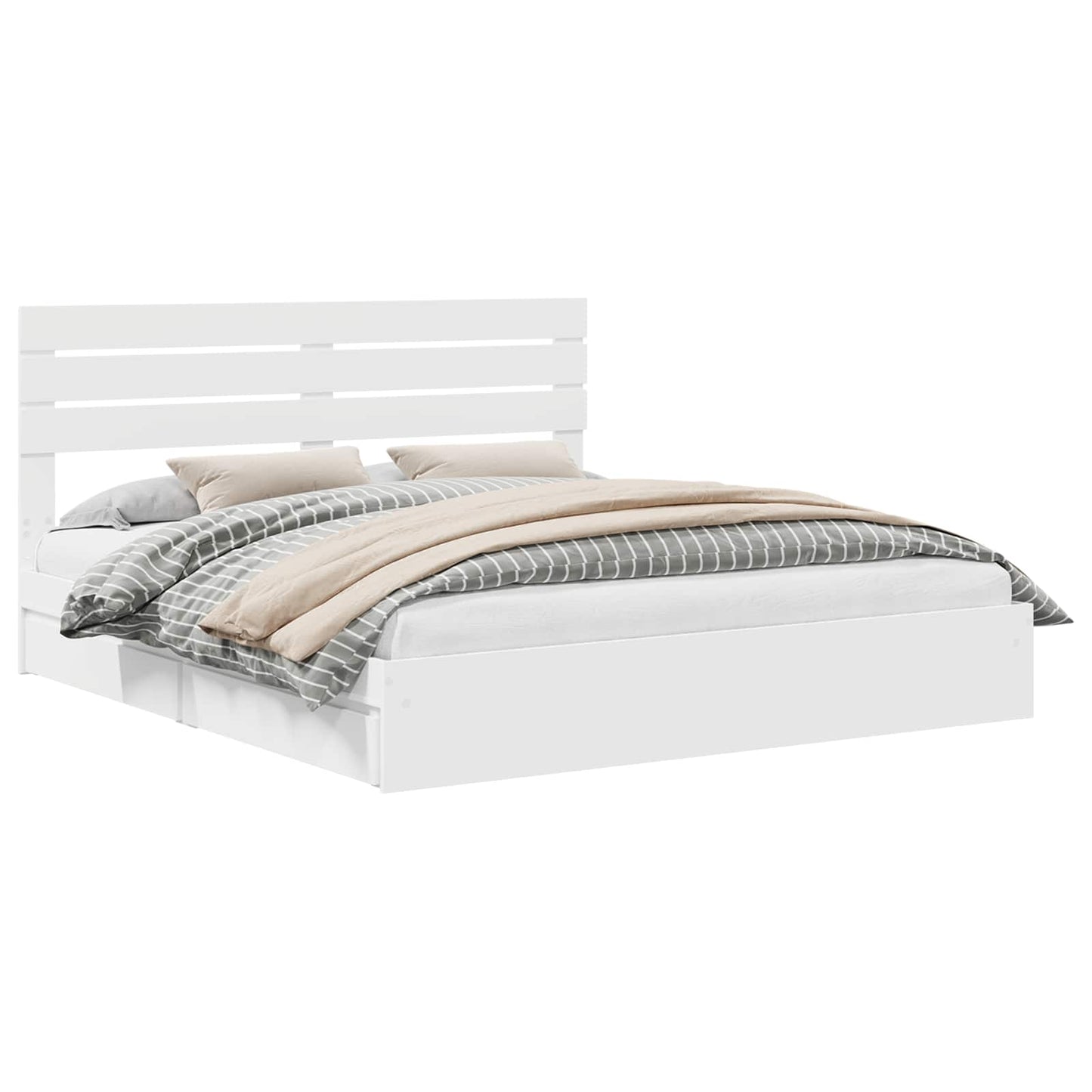 vidaXL Storage Bed with Drawer White 180 x 200 cm Engineered Wood