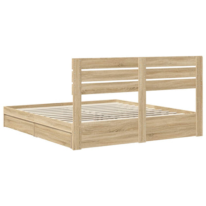 vidaXL Storage Bed with Drawer Sonoma Oak 180 x 200 cm Engineered Wood