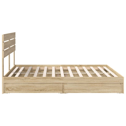 vidaXL Storage Bed with Drawer Sonoma Oak 180 x 200 cm Engineered Wood