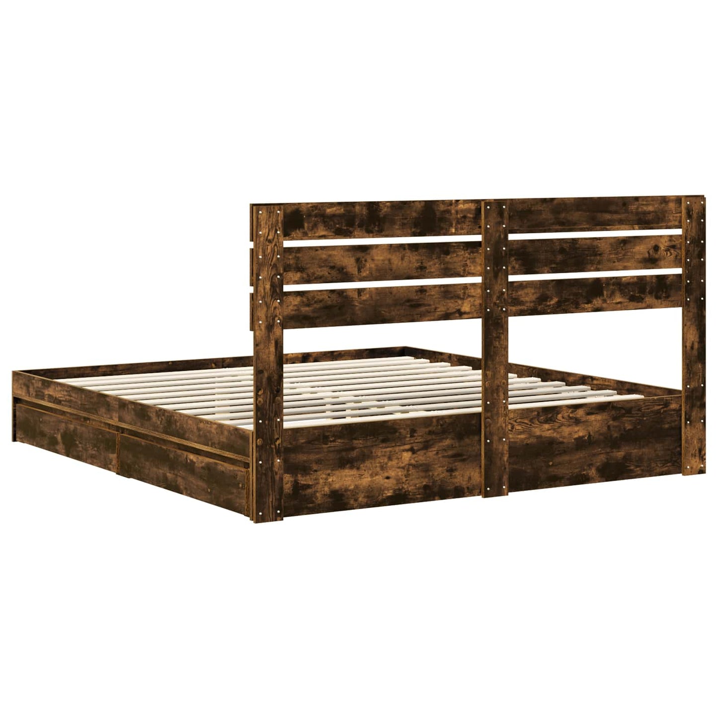 vidaXL Storage Bed with Drawer Smoked Oak 180 x 200 cm Engineered Wood