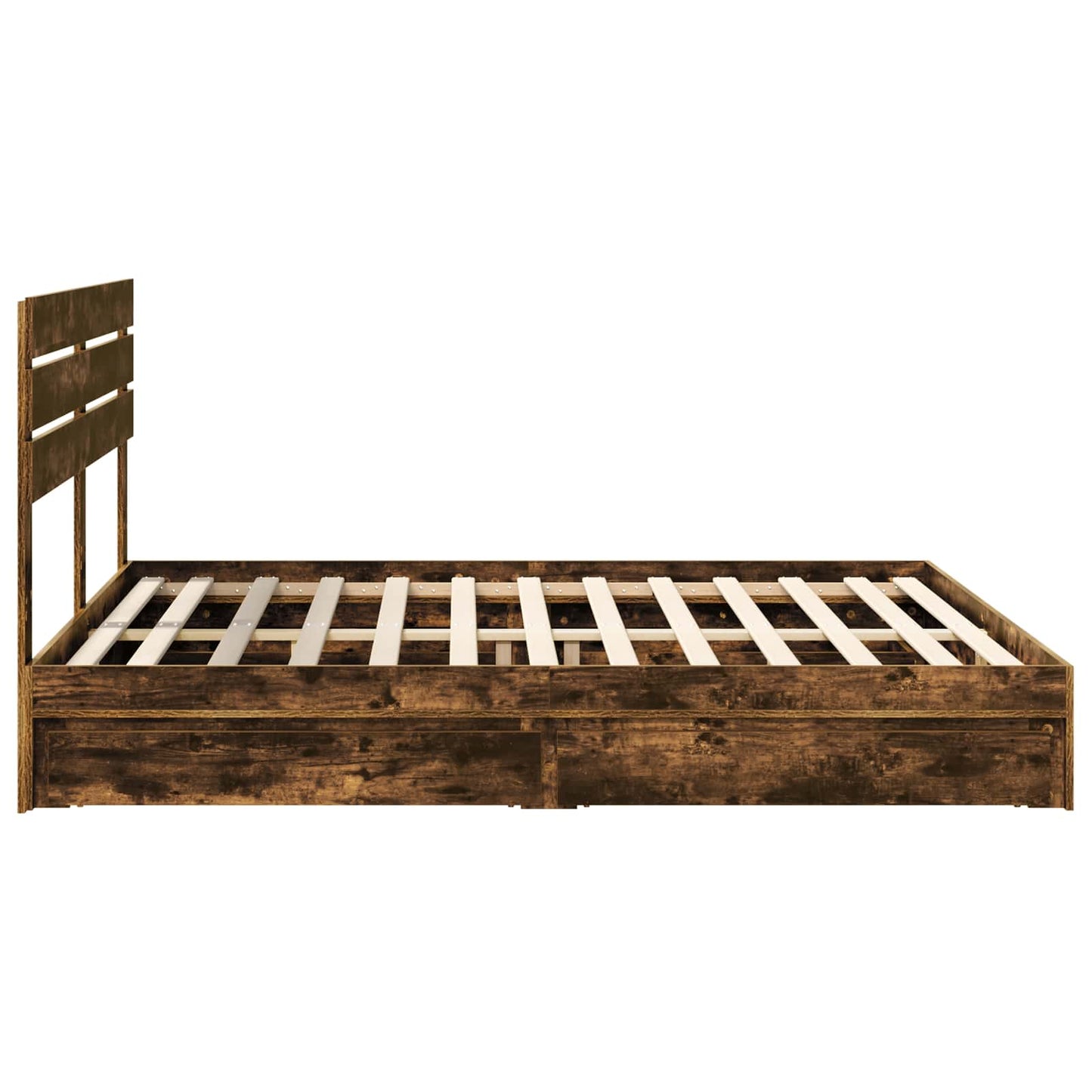 vidaXL Storage Bed with Drawer Smoked Oak 180 x 200 cm Engineered Wood