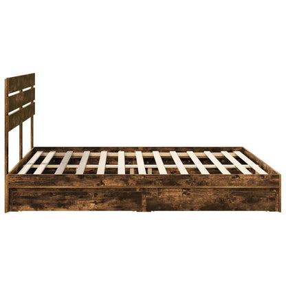 vidaXL Storage Bed with Drawer Smoked Oak 180 x 200 cm Engineered Wood