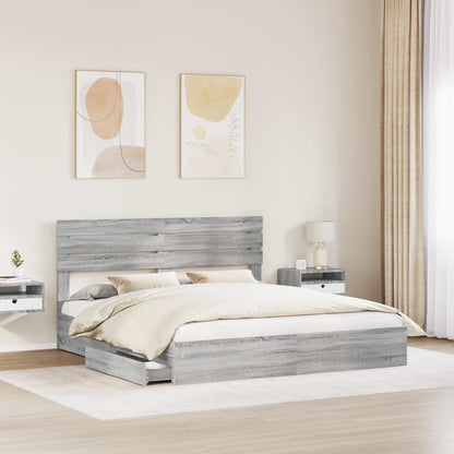 vidaXL Storage Bed Grey Sonoma 180 x 200 cm Engineered Wood