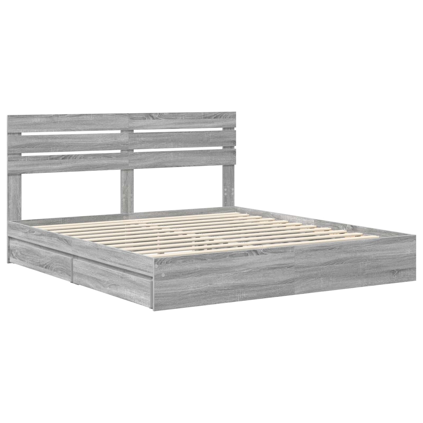 vidaXL Storage Bed Grey Sonoma 180 x 200 cm Engineered Wood