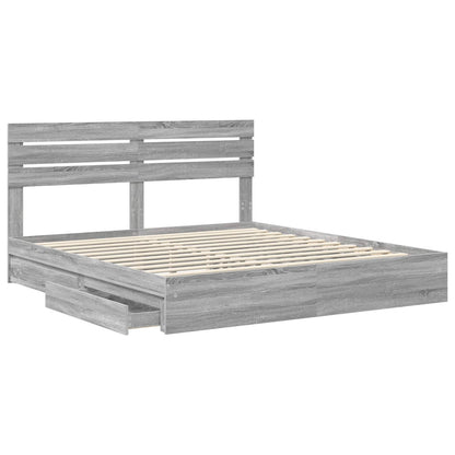 vidaXL Storage Bed Grey Sonoma 180 x 200 cm Engineered Wood