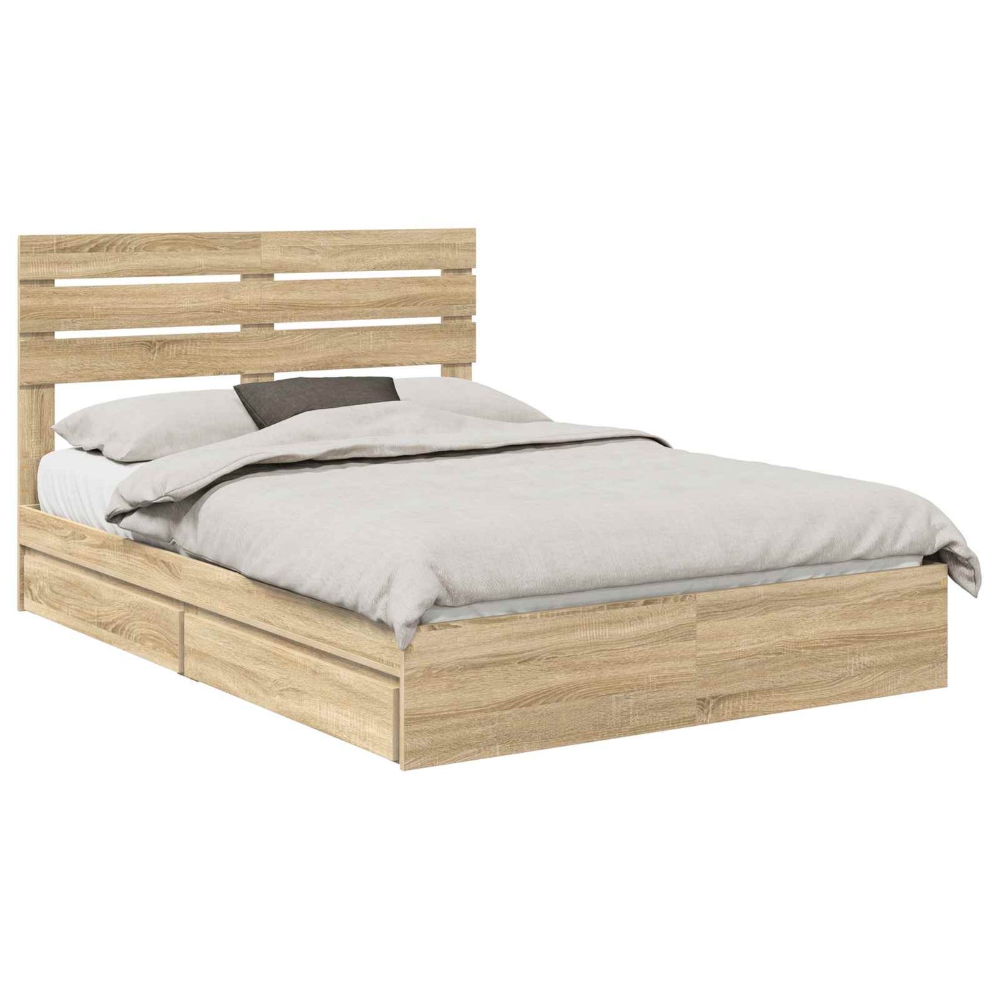 vidaXL Storage Bed with Drawer Sonoma Oak 160 x 200 cm Engineered Wood