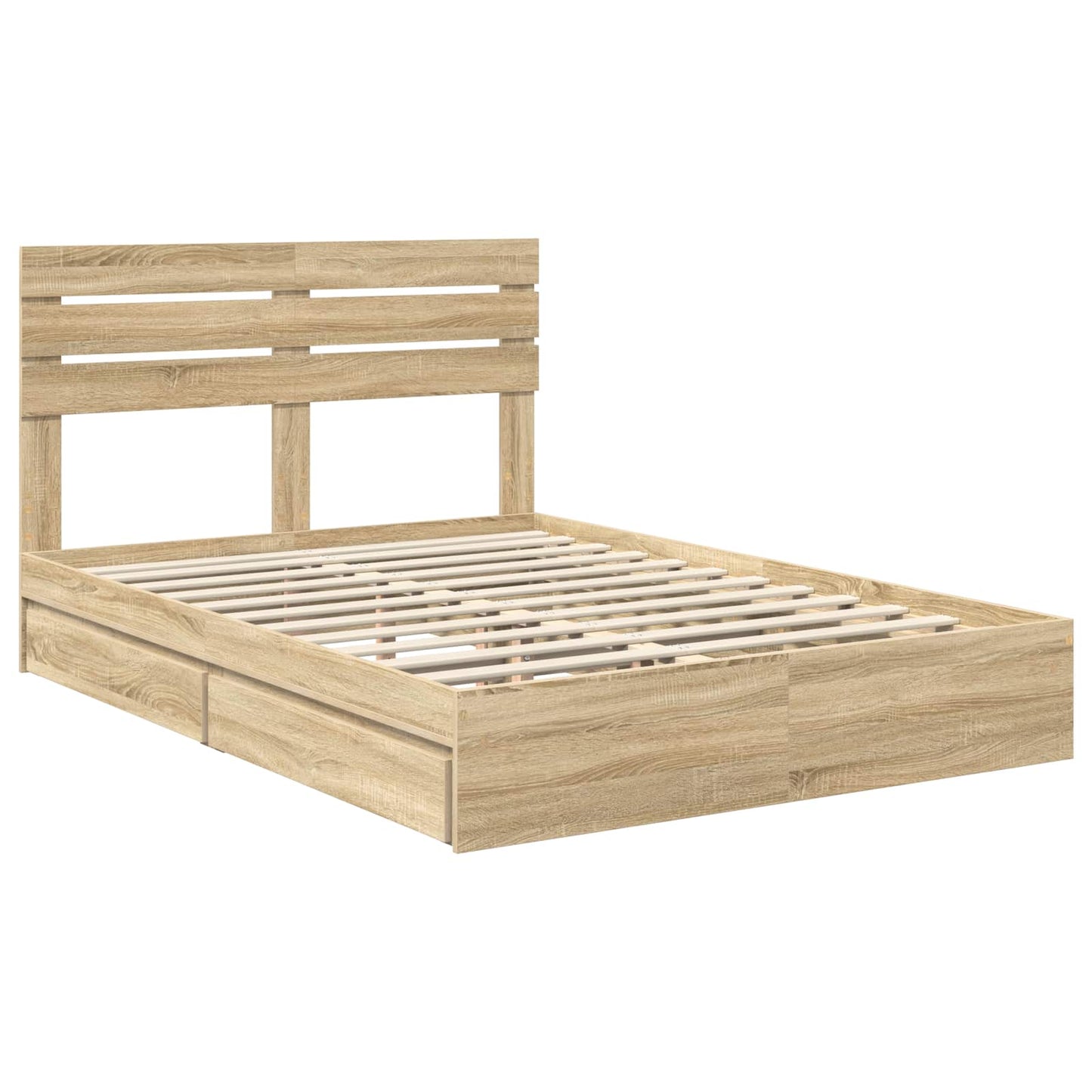 vidaXL Storage Bed with Drawer Sonoma Oak 160 x 200 cm Engineered Wood