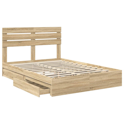 vidaXL Storage Bed with Drawer Sonoma Oak 160 x 200 cm Engineered Wood