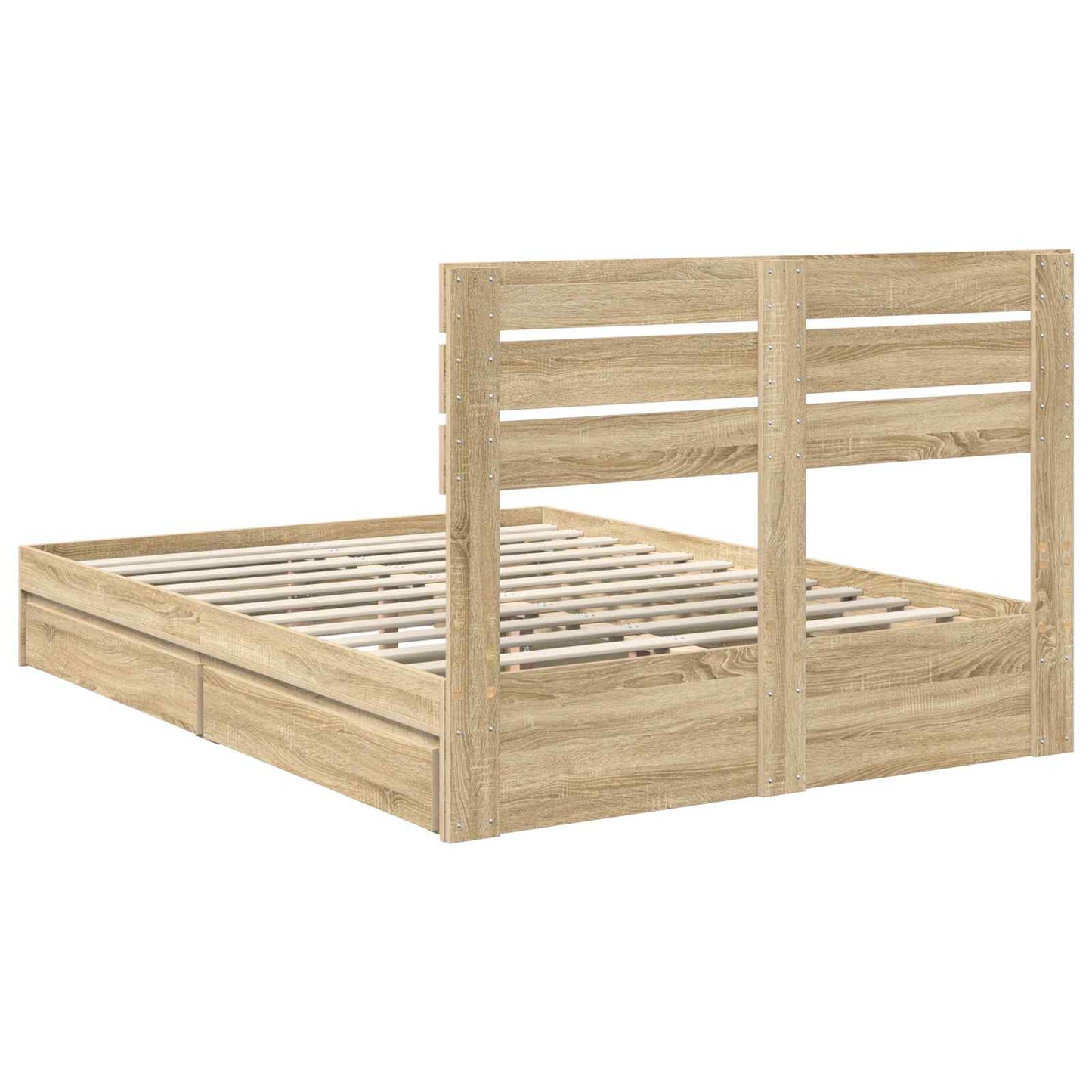 vidaXL Storage Bed with Drawer Sonoma Oak 160 x 200 cm Engineered Wood