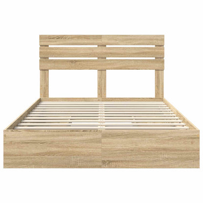 vidaXL Storage Bed with Drawer Sonoma Oak 160 x 200 cm Engineered Wood