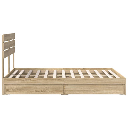 vidaXL Storage Bed with Drawer Sonoma Oak 160 x 200 cm Engineered Wood