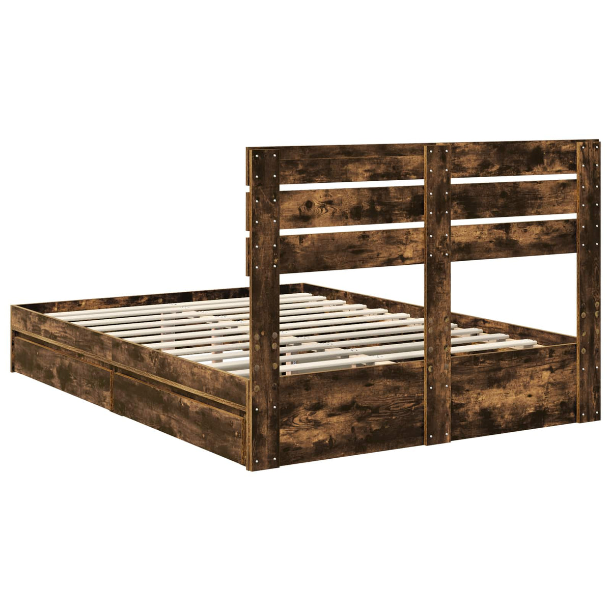 vidaXL Storage Bed Smoked Oak 160 x 200 cm Engineered Wood