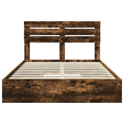 vidaXL Storage Bed Smoked Oak 160 x 200 cm Engineered Wood