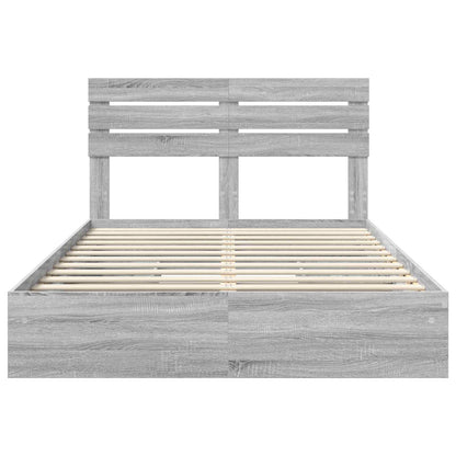 vidaXL Storage Bed Grey Sonoma 160 x 200 cm Engineered Wood
