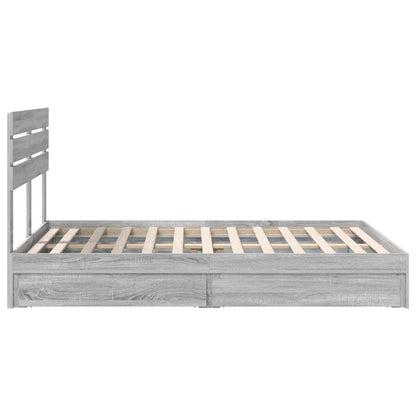 vidaXL Storage Bed Grey Sonoma 160 x 200 cm Engineered Wood
