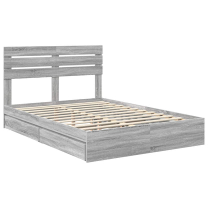vidaXL Storage Bed Grey Sonoma 150 x 200 cm Engineered Wood