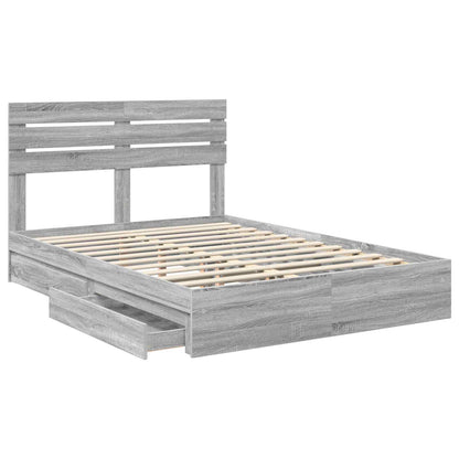 vidaXL Storage Bed Grey Sonoma 150 x 200 cm Engineered Wood