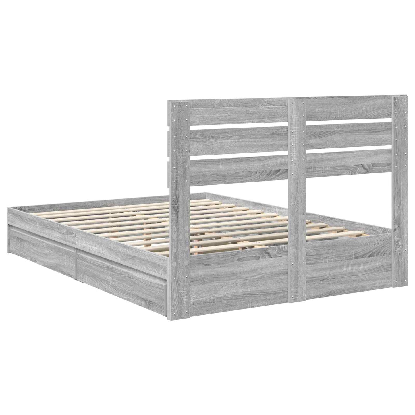 vidaXL Storage Bed Grey Sonoma 140 x 200 cm Engineered Wood