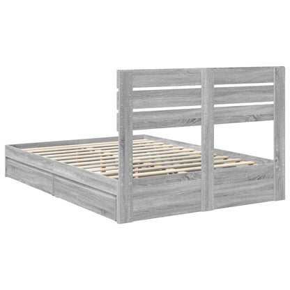 vidaXL Storage Bed Grey Sonoma 140 x 200 cm Engineered Wood