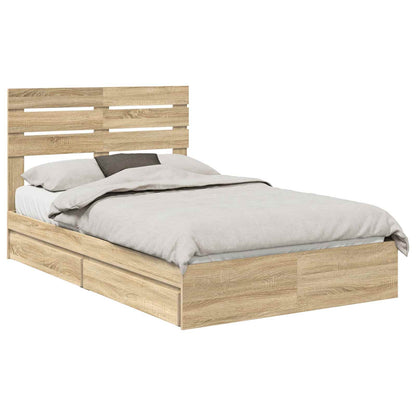 vidaXL Storage Bed with Drawer Sonoma Oak 135 x 190 cm Engineered Wood