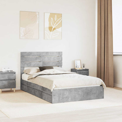 vidaXL Storage Bed Concrete Grey 135 x 190 cm Engineered Wood