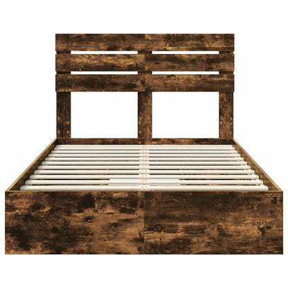 vidaXL Storage Bed with Drawer Smoked Oak 135 x 190 cm Engineered Wood