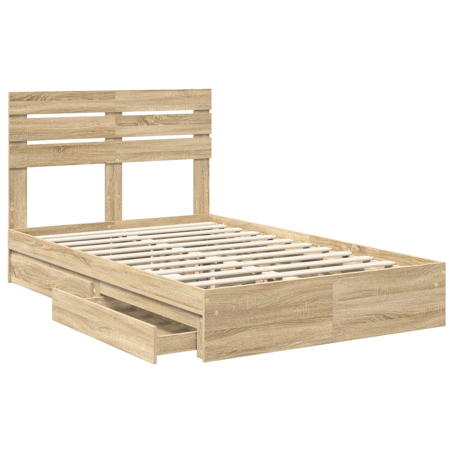 vidaXL Storage Bed with Drawer Sonoma Oak 120 x 200 cm Engineered Wood