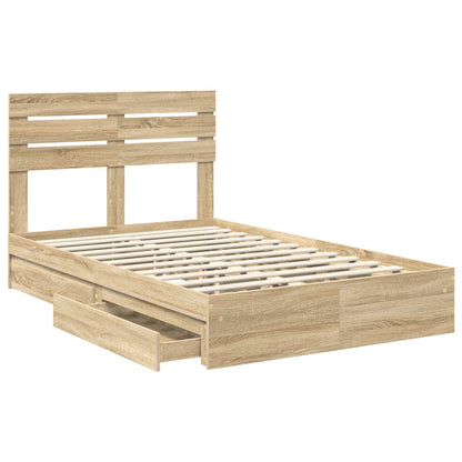 vidaXL Storage Bed with Drawer Sonoma Oak 120 x 200 cm Engineered Wood