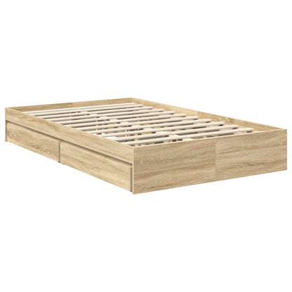vidaXL Storage Bed with Drawer Sonoma Oak 120 x 200 cm Engineered Wood