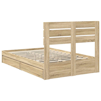 vidaXL Storage Bed with Drawer Sonoma Oak 120 x 200 cm Engineered Wood