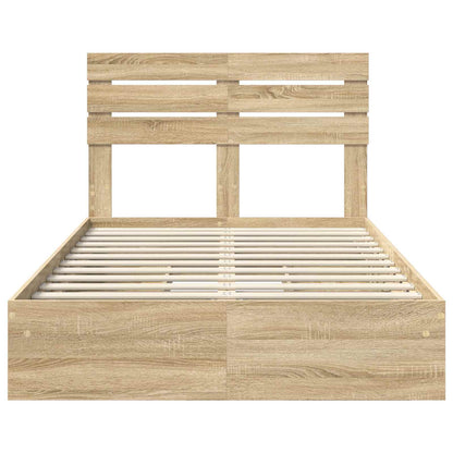 vidaXL Storage Bed with Drawer Sonoma Oak 120 x 200 cm Engineered Wood