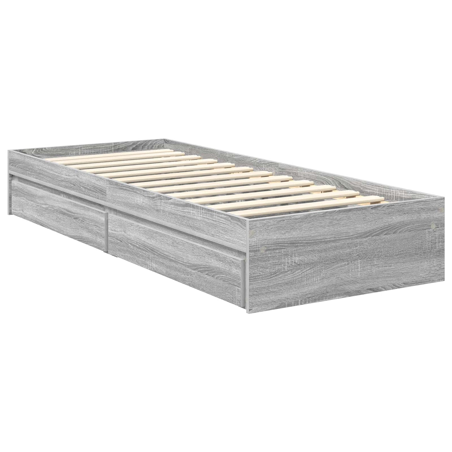 vidaXL Storage Bed with Drawer Smoked Oak 120 x 200 cm Engineered Wood