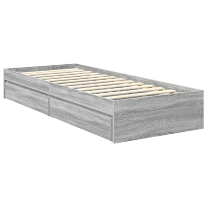 vidaXL Storage Bed with Drawer Smoked Oak 120 x 200 cm Engineered Wood