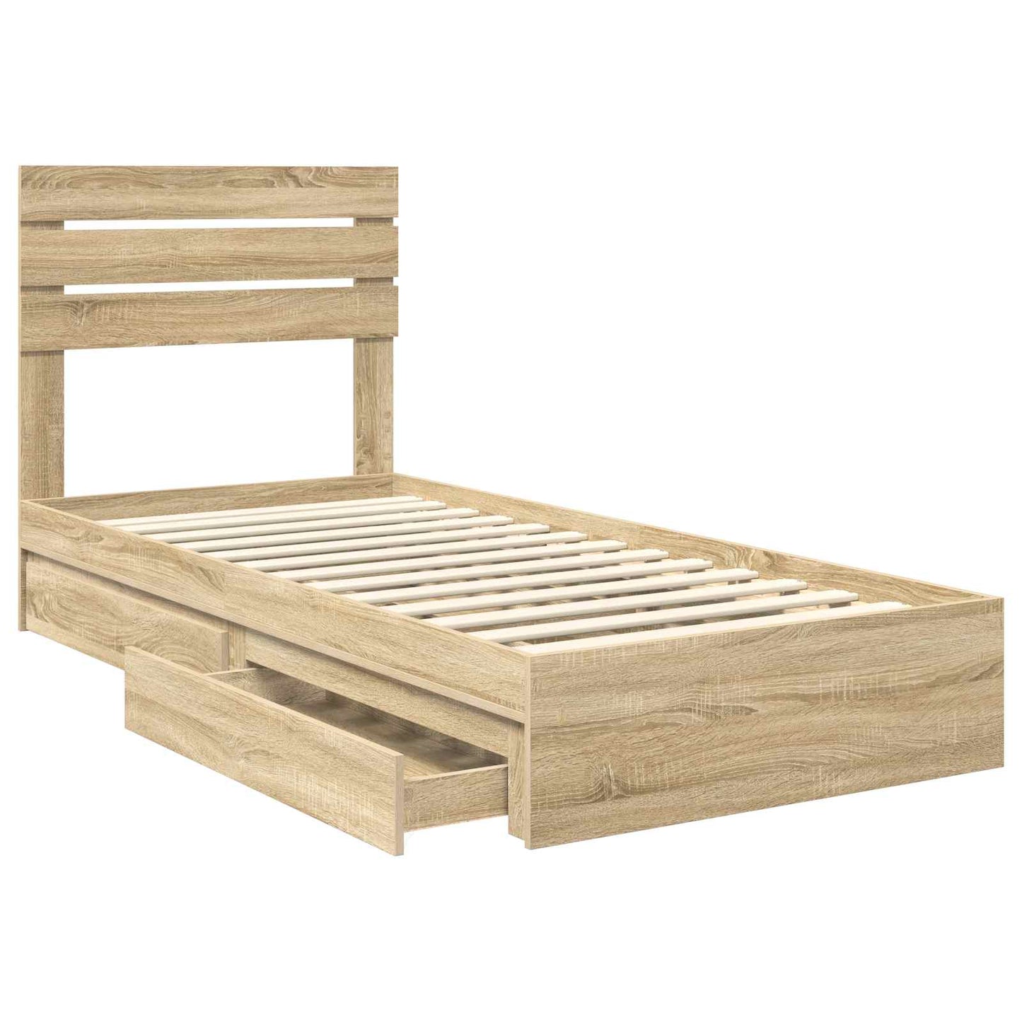 vidaXL Storage Bed with Drawer Sonoma Oak 100 x 200 cm Engineered Wood