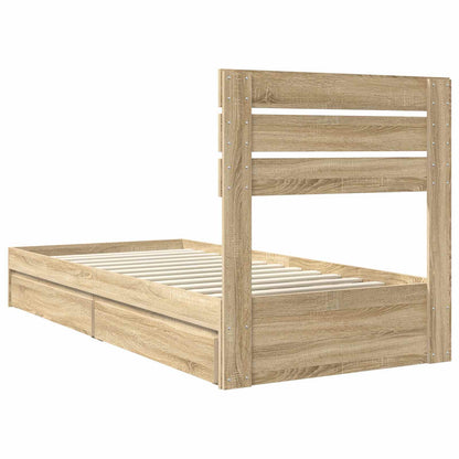 vidaXL Storage Bed with Drawer Sonoma Oak 100 x 200 cm Engineered Wood