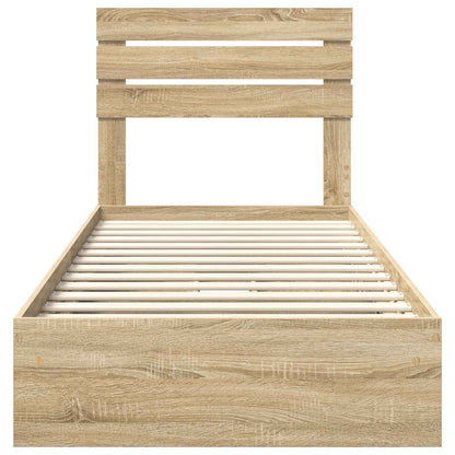 vidaXL Storage Bed with Drawer Sonoma Oak 100 x 200 cm Engineered Wood