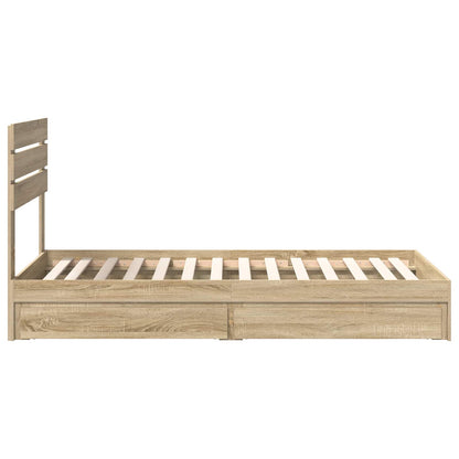 vidaXL Storage Bed with Drawer Sonoma Oak 100 x 200 cm Engineered Wood