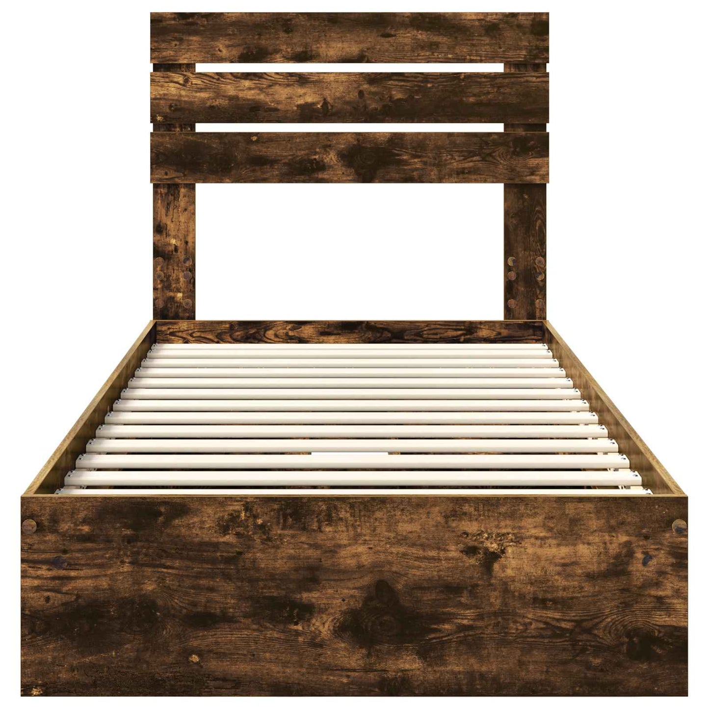 vidaXL Storage Bed with Drawer Smoked Oak 100 x 200 cm Engineered Wood